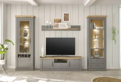 Wohn-Kombination 8 CHAMBORD 4-teilig 317 x 201 cm hellgrau/braun