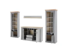 Wohn-Kombination 9 CHAMBORD 4-teilig 328 x 201 cm hellgrau/braun