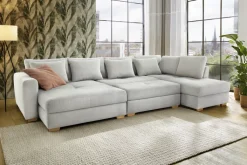 QUARTIER Wohnlandschaft EVEN Waffelcord hellbeige