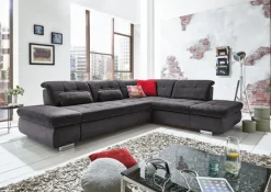 QUARTIER Wohnlandschaft LANCE 323 x 260 cm Stoffbezug belle black