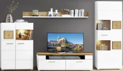 QUARTIER Wohnwand FUN PLUS 4-teilig Eiche/ weiß