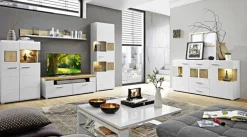 QUARTIER Wohnwand FUN PLUS 4-teilig Eiche/ weiß