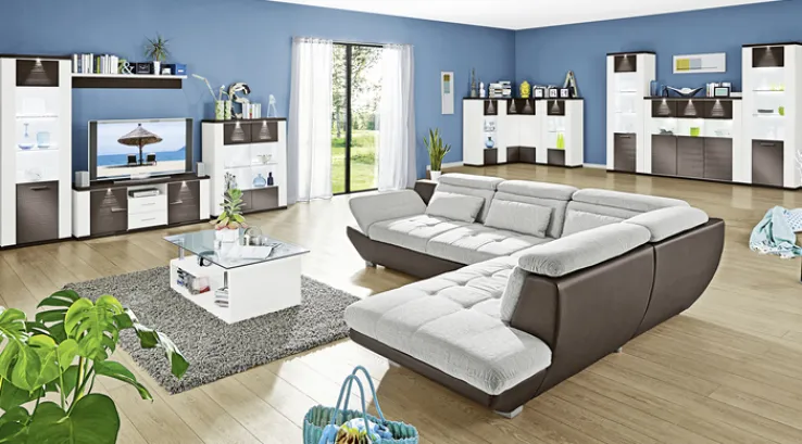 QUARTIER Wohnwand MANHATTAN 4-teilig weiß/ grau