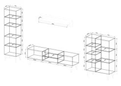 Wohnwand-Kombination 12 ALVA 4-teilig Salbeifarbig/braun 320 x 197 x 40 cm